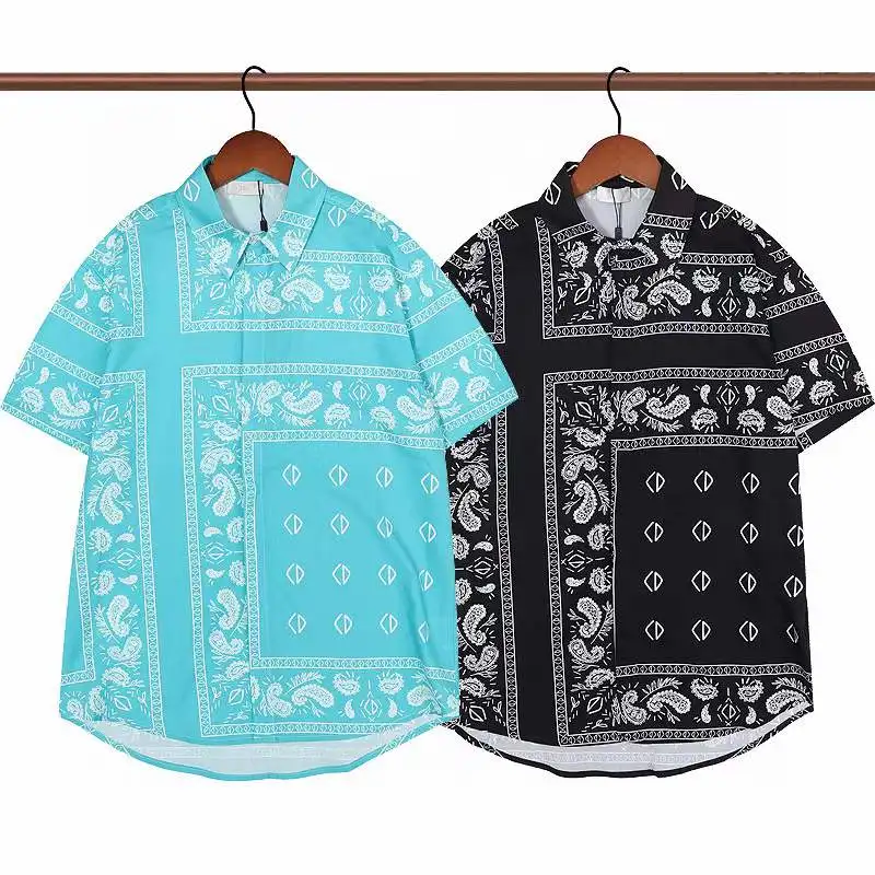 

Мужская Летняя приталенная рубашка с короткими рукавами, топ с отворотом и принтом тигра в европейском и американском стиле, 2022