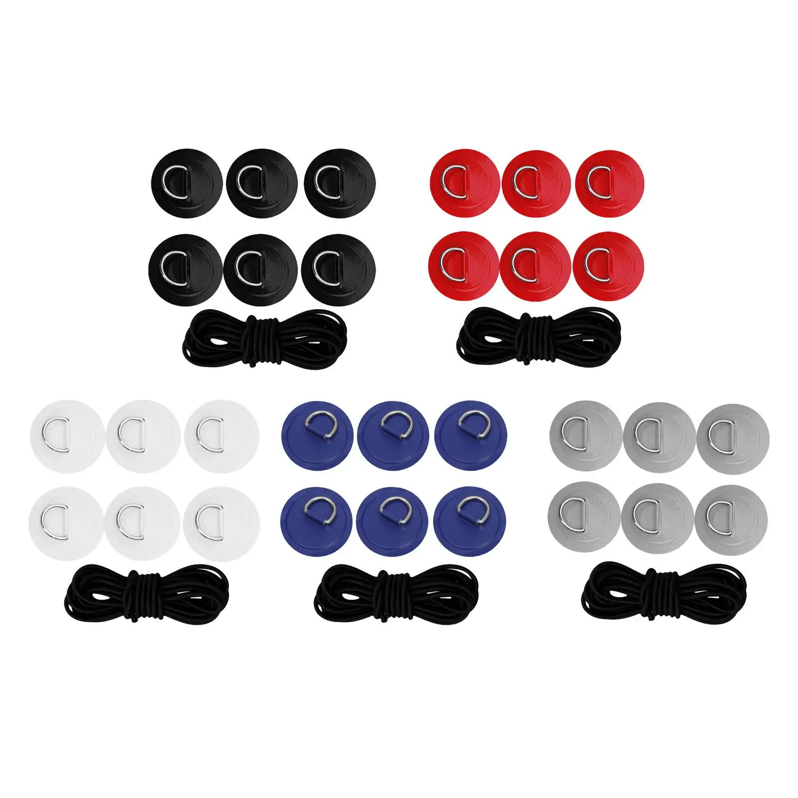 

6Pcs D Rings PVC Patch Tie Down Round D Rings Patch for Deck Raft Dinghy