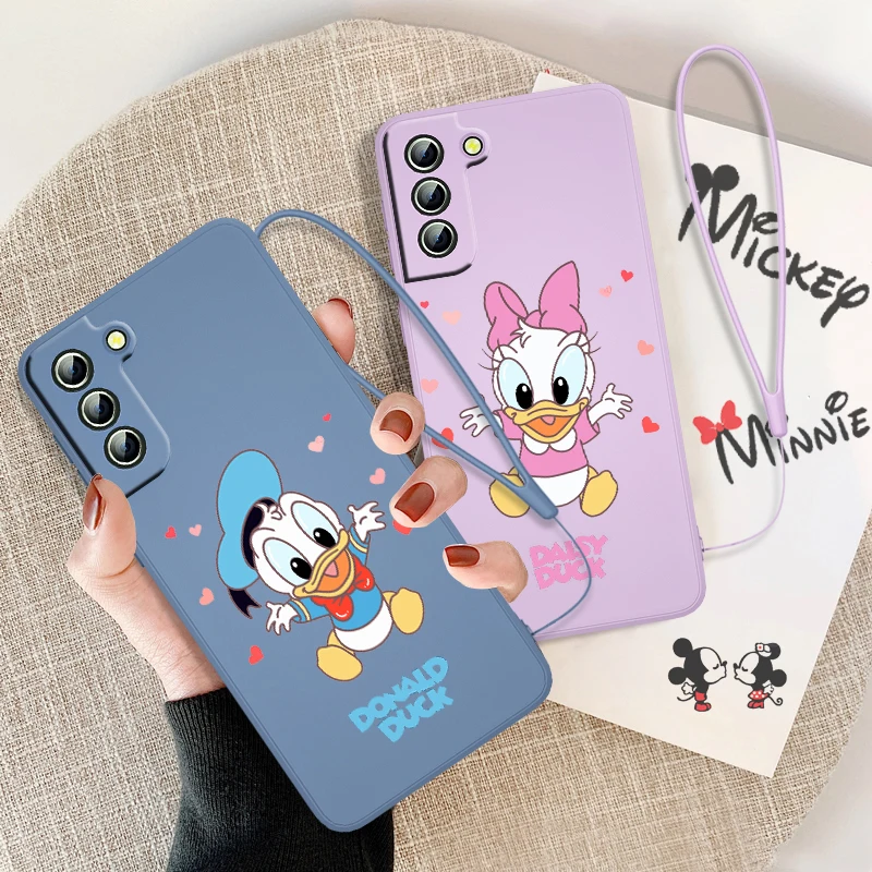 

Cartoon Donald Duck For Samsung Galaxy S22 S21 S20 FE S10 Note 20 10 Ultra Plus Pro Lite 4G 5G Liquid Rope Phone Case