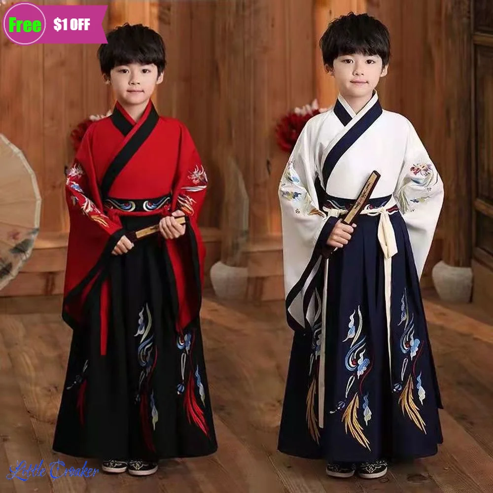 

Boys Hanfu Stage Outfit Chinese Dress Baby Boy New Year Tang Suit Children Ancient Chinese Traditional Costume for Kids