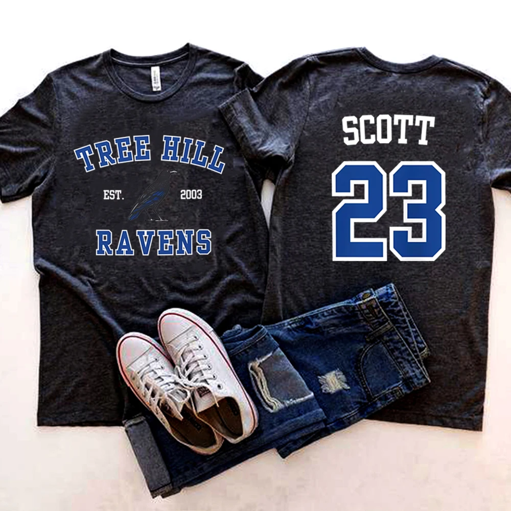 Футболка One Tree Hill рубашка с воронами рисунком дерева Нейтан Скотт 23 Северная