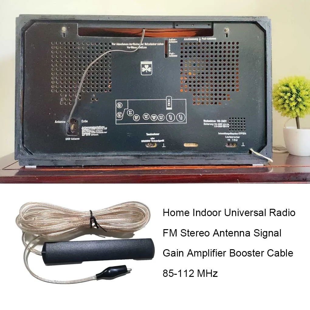 

Home Indoor Universal Radio FM Stereo Antenna Signal Gain Amplifier Booster Cable 85-112 MHz
