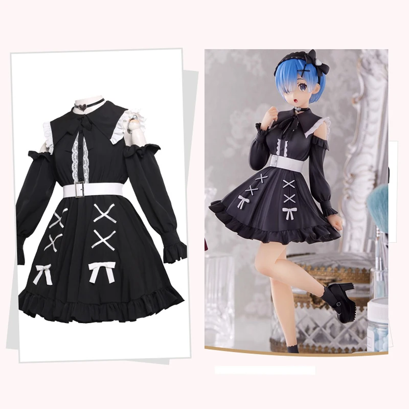 

Платье Rem женское повседневное с оборками, милое модное аниме «Re:0» в стиле темной Лолиты