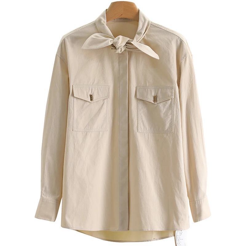 [Jia] Необычные свободные однотонные рубашки с длинными рукавами на бретелях 2024