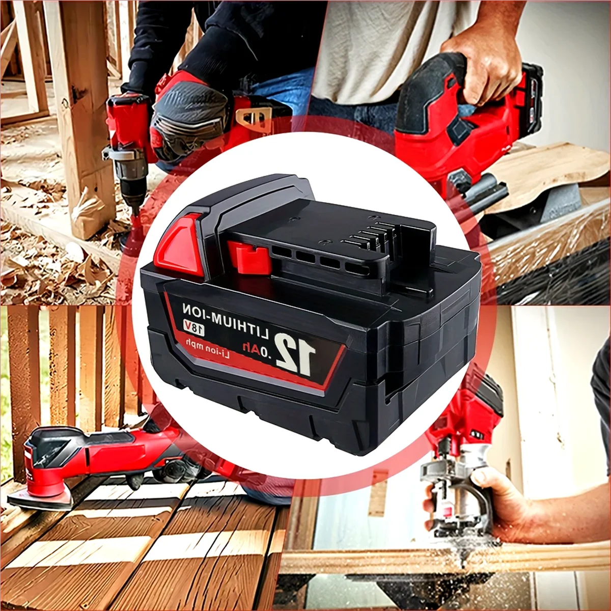 Для моделей Milwaukee M18 48-11-1850 48-11-1860 48-11-1840 48-11-1828 48-11-1820, 18 В 12 Ач Замена литиевой батареи высокой емкости (art.: 3920d2e63b5cd) - 3920d2e63b5cd