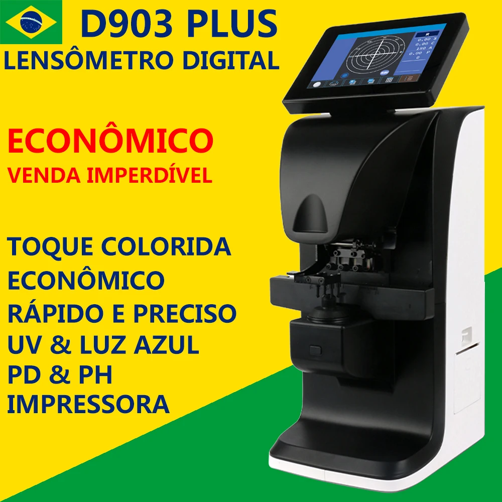 Brazil Special Price Digital Lensometer Auto Lensmeter D903 Plus With PD PH UV Blue Light Printer