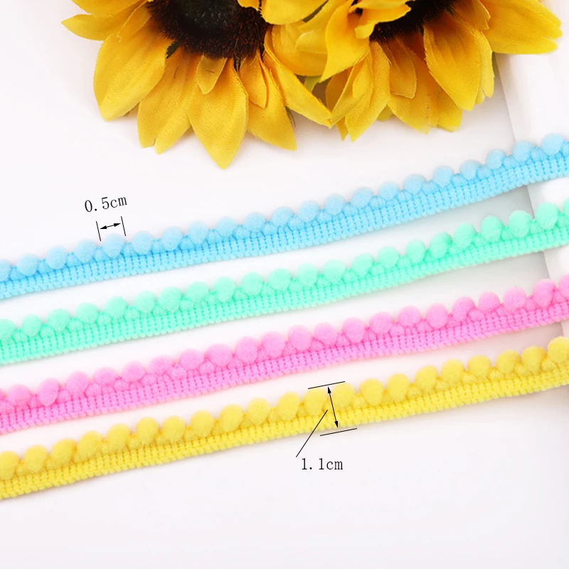 

10/30/50Yards Colorful Nylon Hairball Lace Trim Knitting Sewing Supplies Crafts Pom Pom DIY Wholesale Lace Clothing Accessories