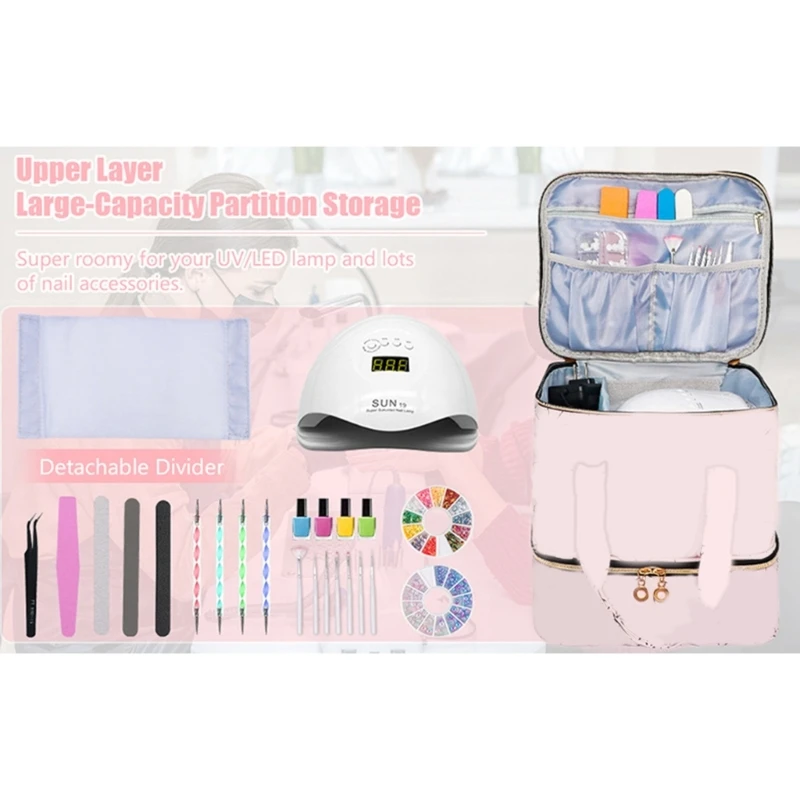 

2023 New NailPolish Storage Box NailPolish Organizers for NailTech Double Layer NailPolish Bag Detachable Carrying Bag