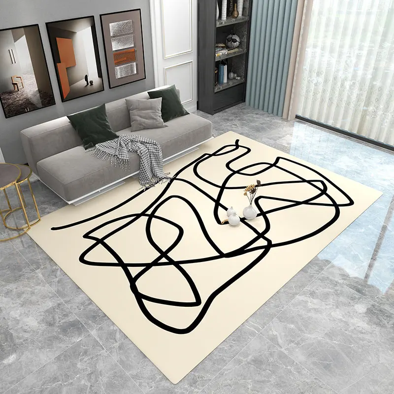 Modern Minimalistic Abstraction Living Room Carpet Sofa and Tea Table Bedroom Ins Style Bedside Blanket Light Luxury Lines Home