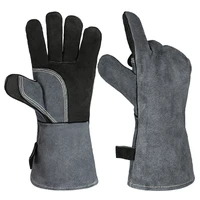 gl02 500%e2%84%83 heat resistant grill bbq gloves leather forge welding glove 40cm with long sleeve microwave oven mitts