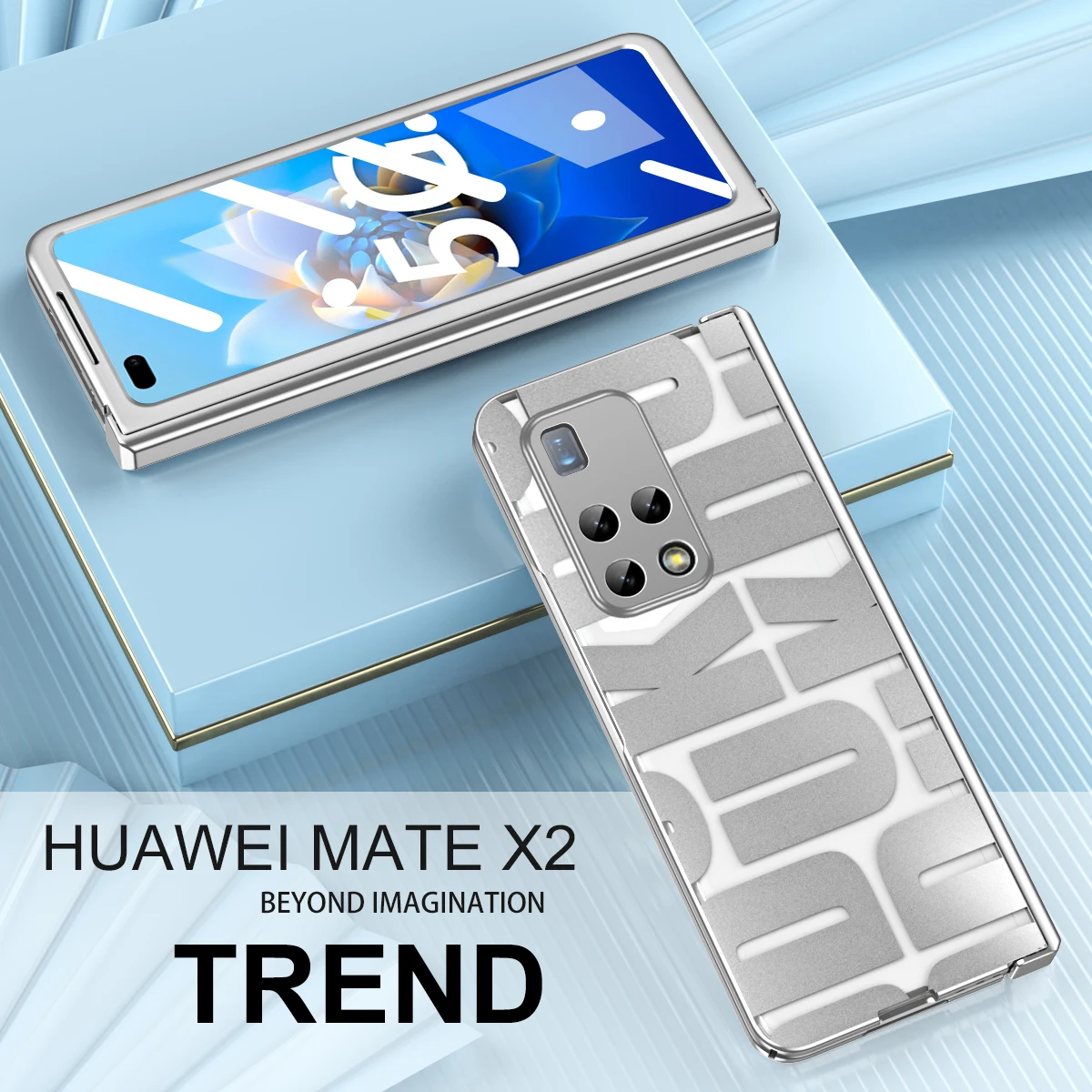 

Чехол с надписью для Huawei Mate X2, Роскошный прозрачный чехол с покрытием Mate X 2, противоударный и противоударный, со стеклянной передней пленкой