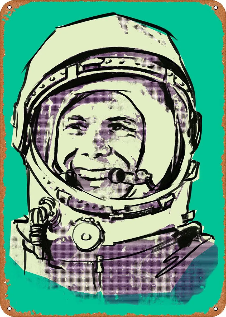 

Yuri Gagarin Portrait Metal Tin Sign Retro Wall Decor Vintage Art Print Poste Great Gift for Space Fans 8 x 12 inch