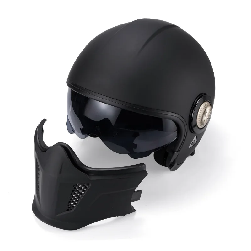 Personalized Combination Warrior Helmet Removable Motorcycle Full Face Helmet Retro Double Lens Half Helmet for Men and Women enlarge