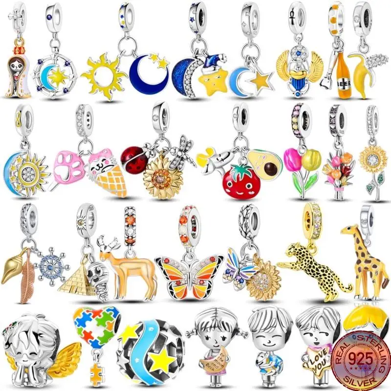 Золотисто-желтый цвет серия подвесок бусины Лидер продаж серебро 925 пробы