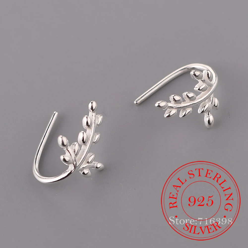 

Женские серьги-гвоздики из серебра 925 пробы, с листьями дерева