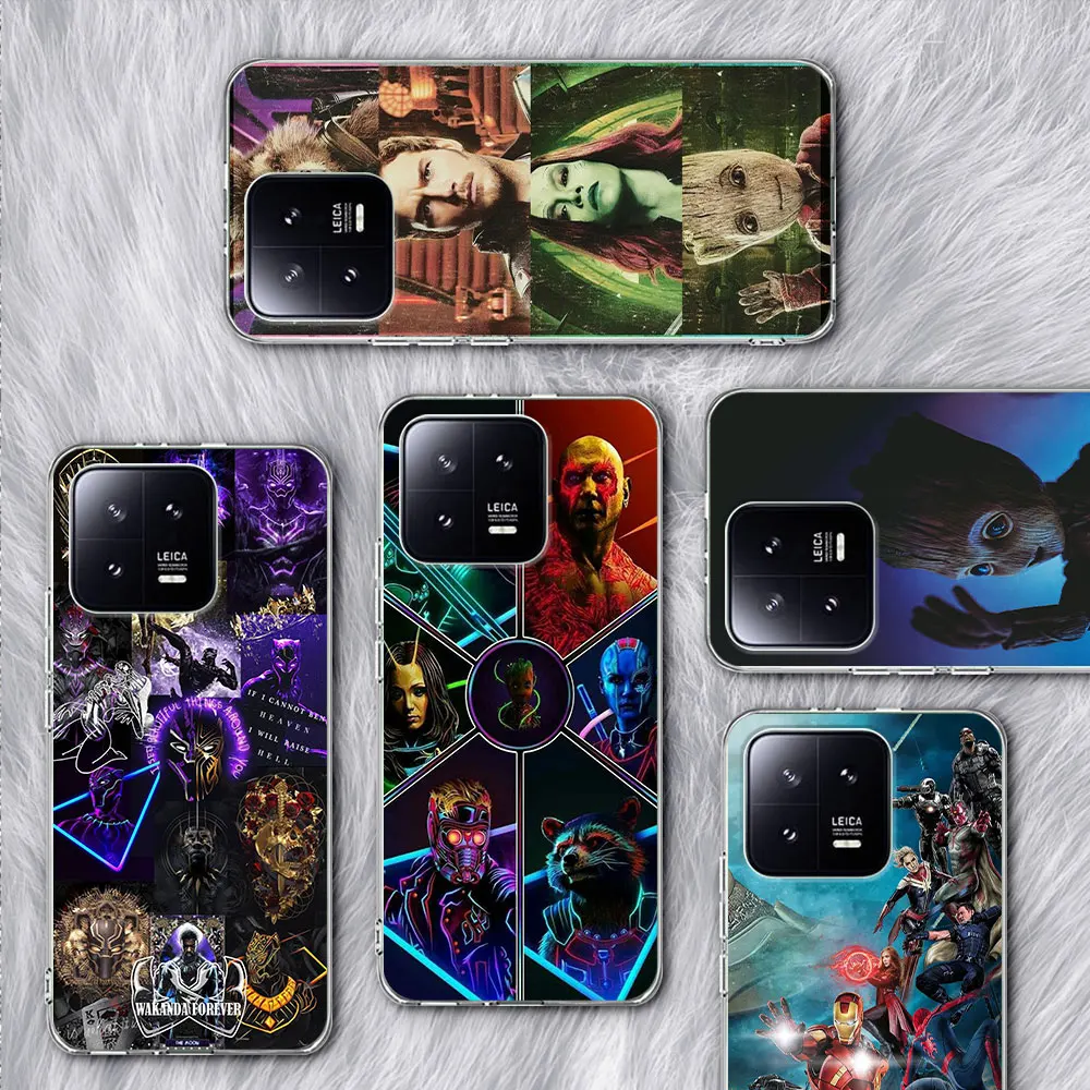 

Marvel Avengers Funda for Xiaomi Mi 13 11T 11 Ultra Case Note 10 9T 10T Pro 12 9 A2 8 Lite 11i 12T TPU Transparent Phone Cover
