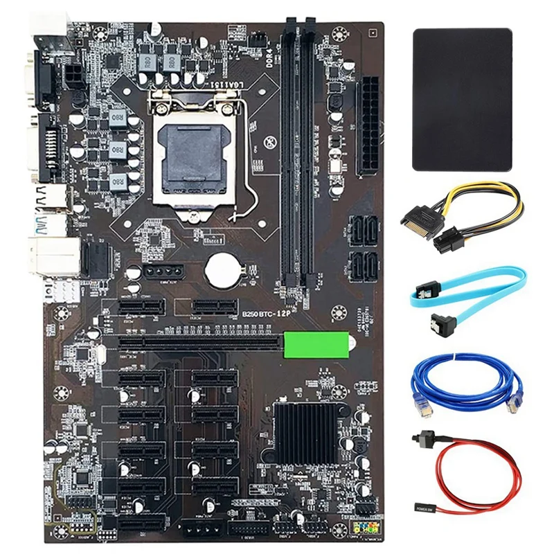 

Семейная материнская плата для майнинга, поддержка 12 GPU LGA1151 DDR4 с SSD 128G для PCIE16X, графическая карта, Биткоин, эфириум Майнер