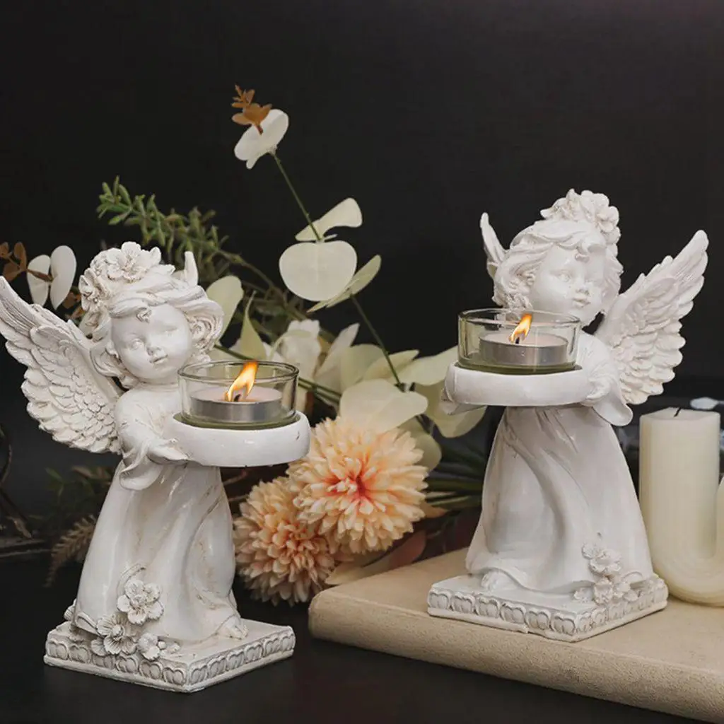 

Resin Angel Candle Holder Angel Collection Figurine Angel Statue Tealight Candle Holder Gifts Desktop Tealight Stand Ornaments