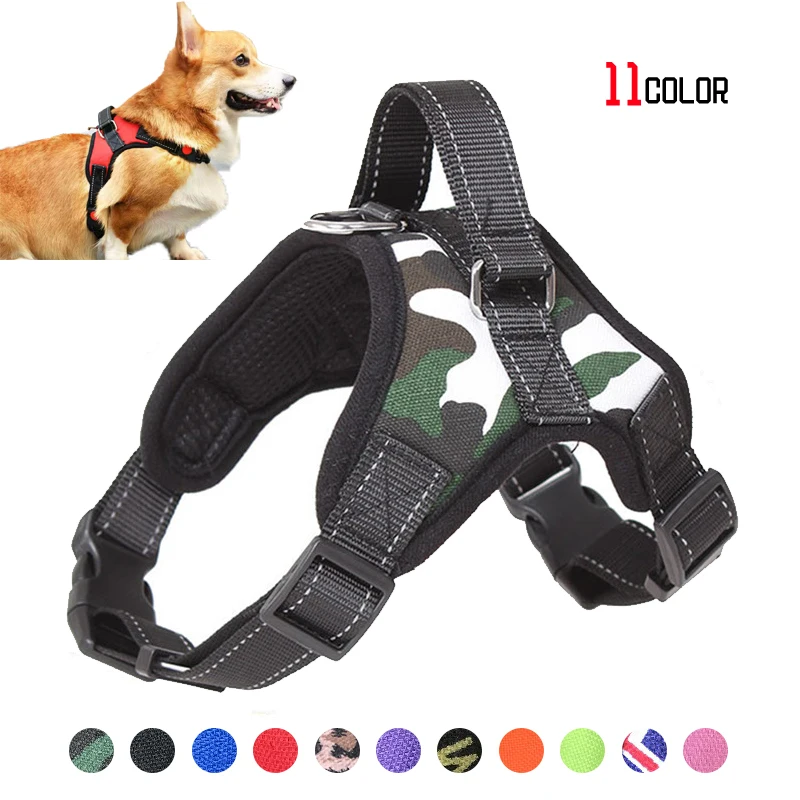 

Ошейник-шлейка для собак K9, регулируемый светоотражающий нагрудный ремень для больших и маленьких собак среднего размера