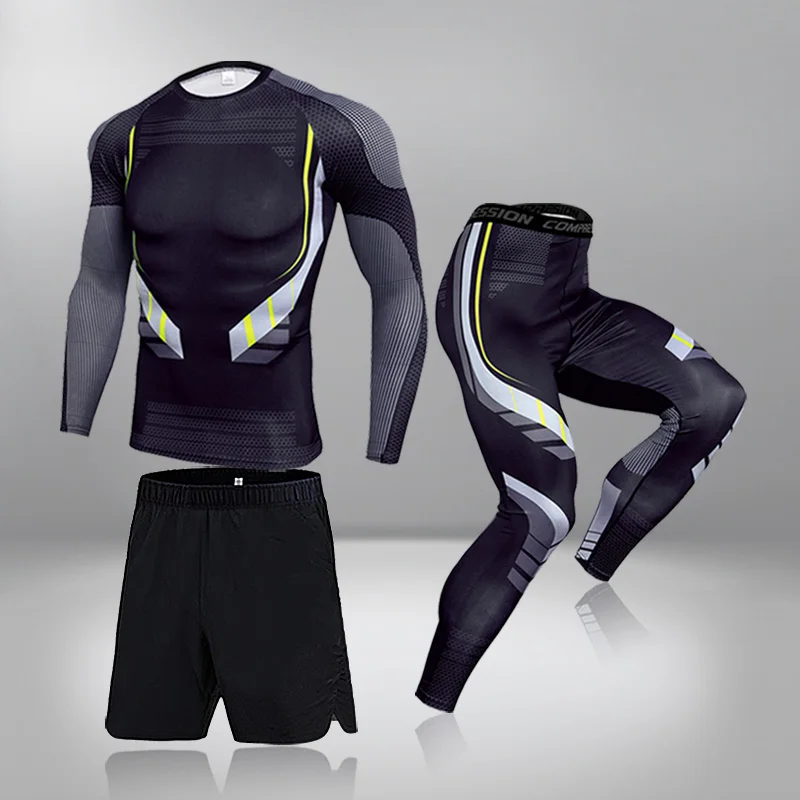 

Man Compression Sports Suit Quick Drying Perspiration Male Sportswear Jogging Running Clothes Fitness Training MMA Kit Rashguard