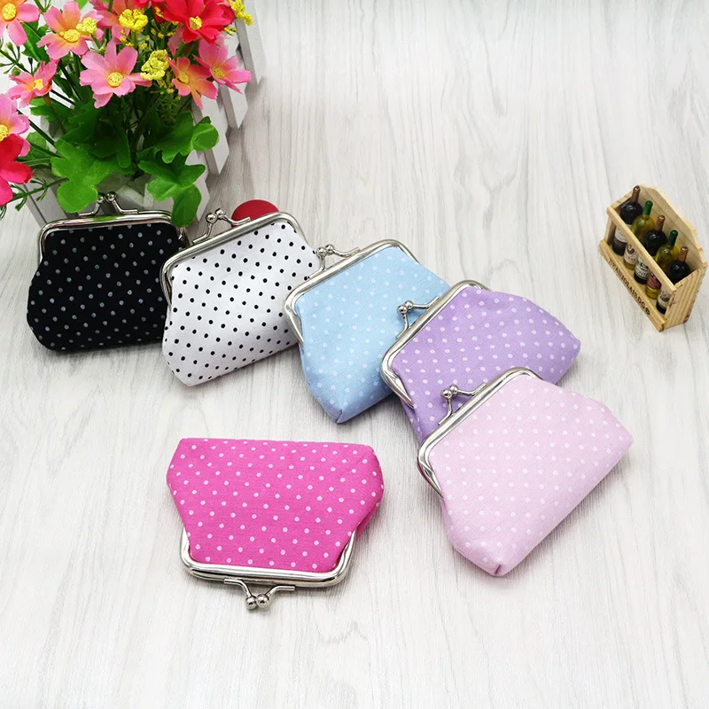 

Dot Pattern Mini Hasp Coin Purses Women Mini Bags New Fashion Lady Change Pouch Cotton Fabric Small Wallet Clutches For Women