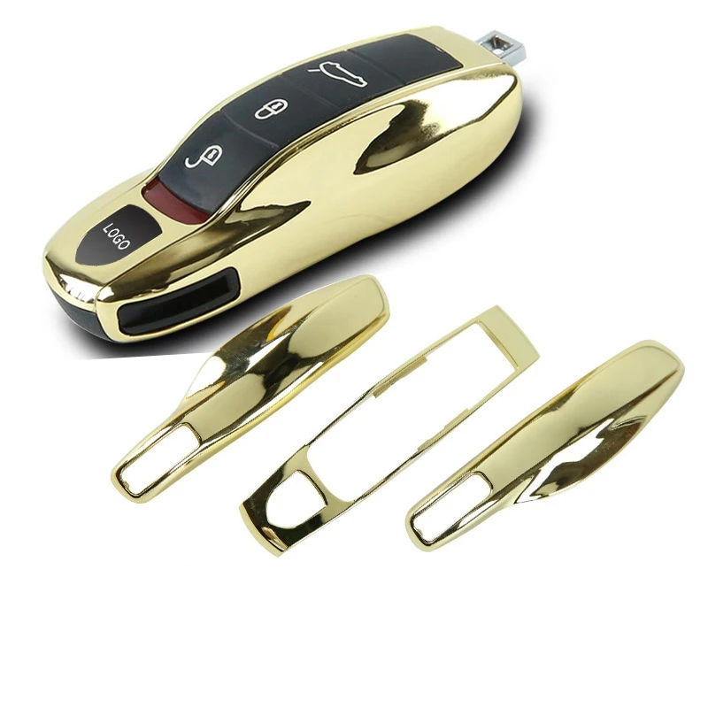 

Mirror Gold Car Fob Remote Key Case For Porsche 911 Carrera Panamera Boxster Cayman Cayenne Macan Key Cover Key Shell Replace