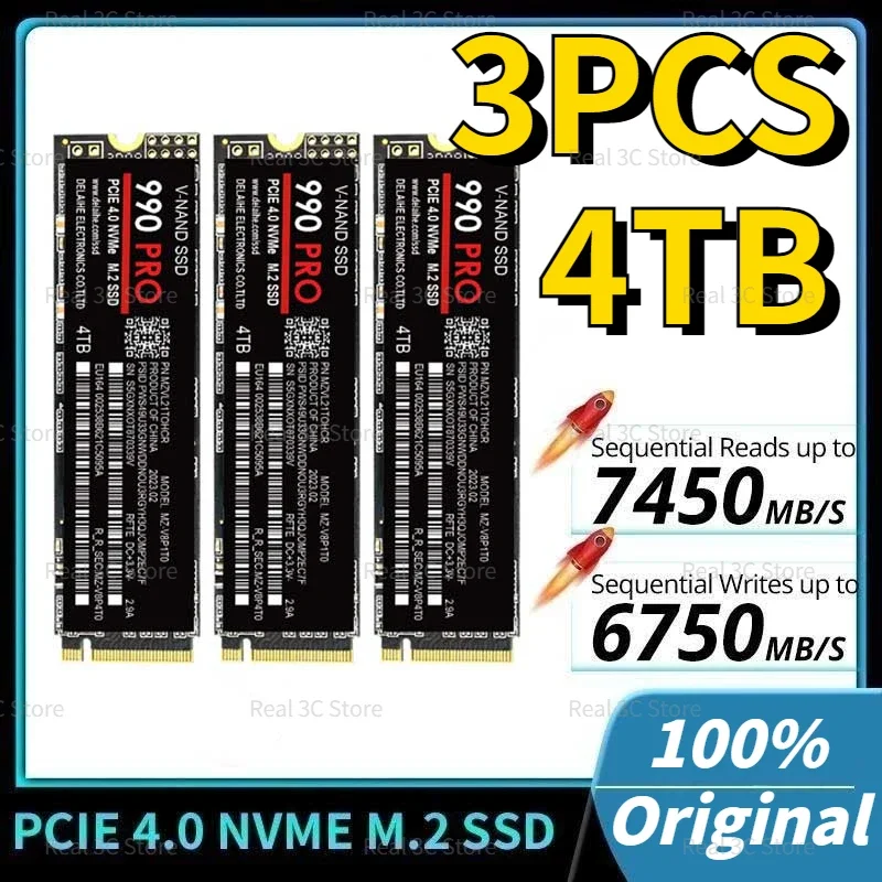

3PCS 2023 M2 NVME SSD 4TB 2280 SSD NVMe M.2 PCIe4.0 512gb 1TB HDD 120g 240g 2TB HDD disco duro for Desktop Laptop
