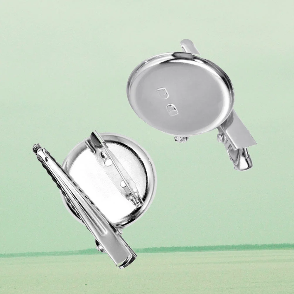 

20PCS Blank Disc with Crocodile Clip Iron Tray Brooch DIY Base Breastpin Making Bezels for Handwork Jewelry Making -2CM