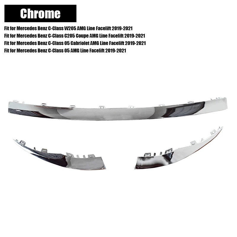 

Комплект нижней накладки переднего бампера для Mercedes Benz C-Class W205 AMG Line Facelift 2019-2021 A 2058858902 ,A 2058859002 ,A 2058859102