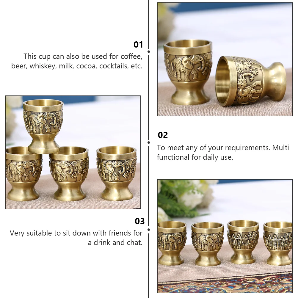 Винтажные стеклянные чашки в стиле ретро с украшениями из цинкового сплава