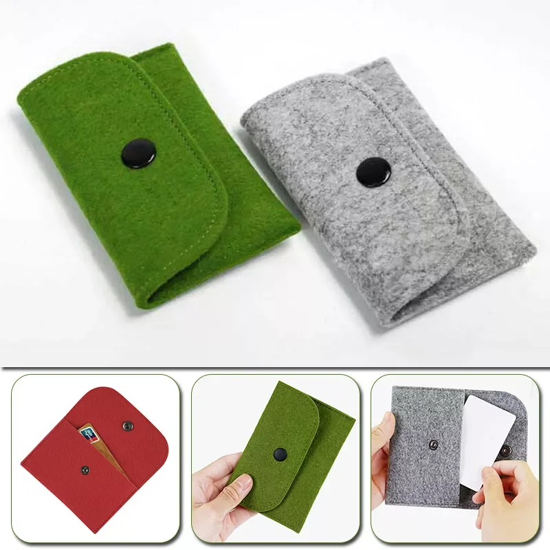 

Felt Wallet Coin Purse For Women Men Small Solid Color ID Credit Card Key Holder Cash Money Organizer Pouches With Buckle