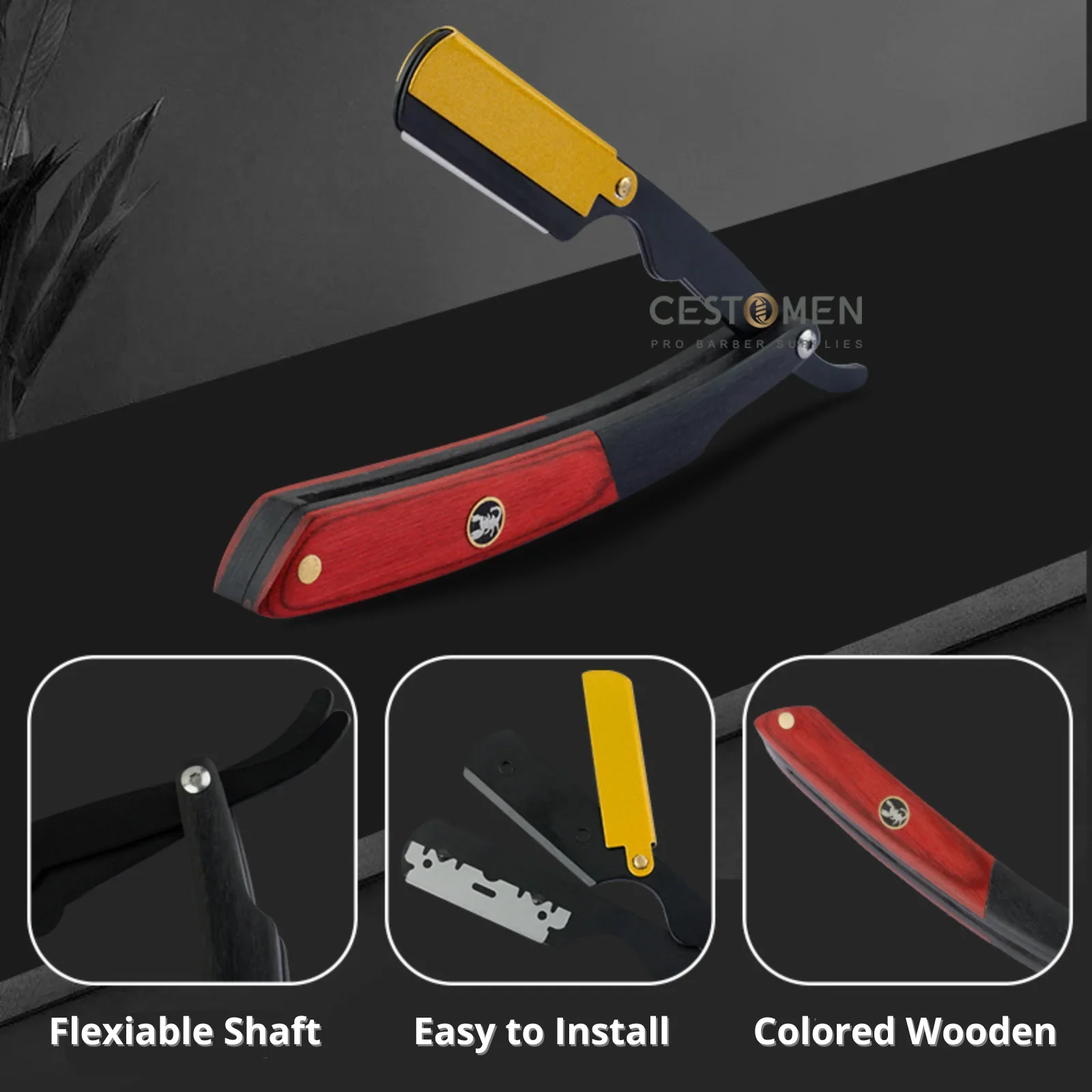 НОВЫЙ триммер ручная бритва профессиональная прямая кромка цвет дерева с