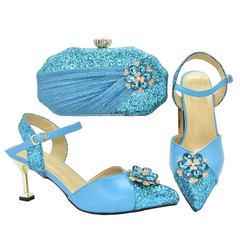 Туфли-лодочки женские на высоком каблуке с острым носком и сумочкой