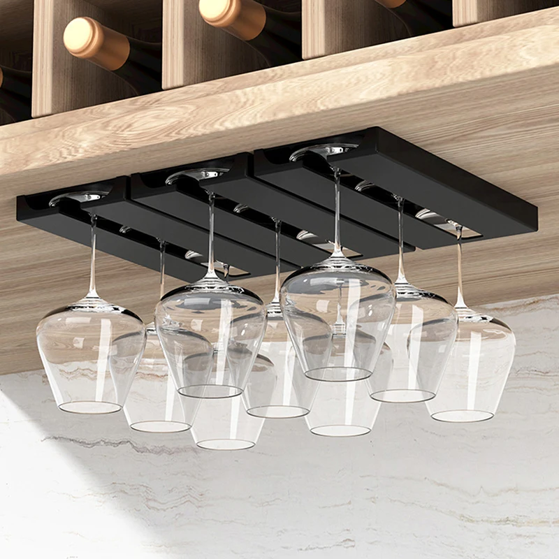 

Multi-function Classification Stemware Glass Cup Hanging Holder Kitchen Under Cabinet Free Punching Holder Wine Glass Rack