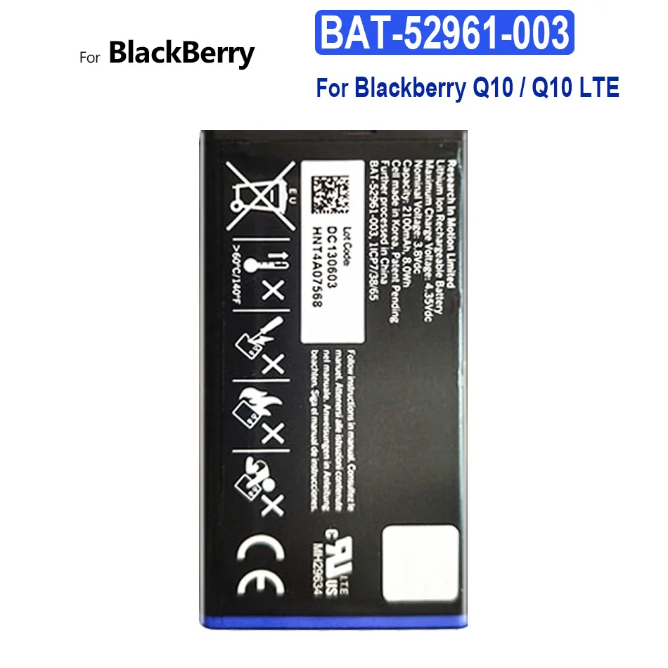 

Battery BAT-52961-003 BAT52961003 2100mAh For Blackberry Q10/Q10 LTE/Q10 LTE SQN100-1