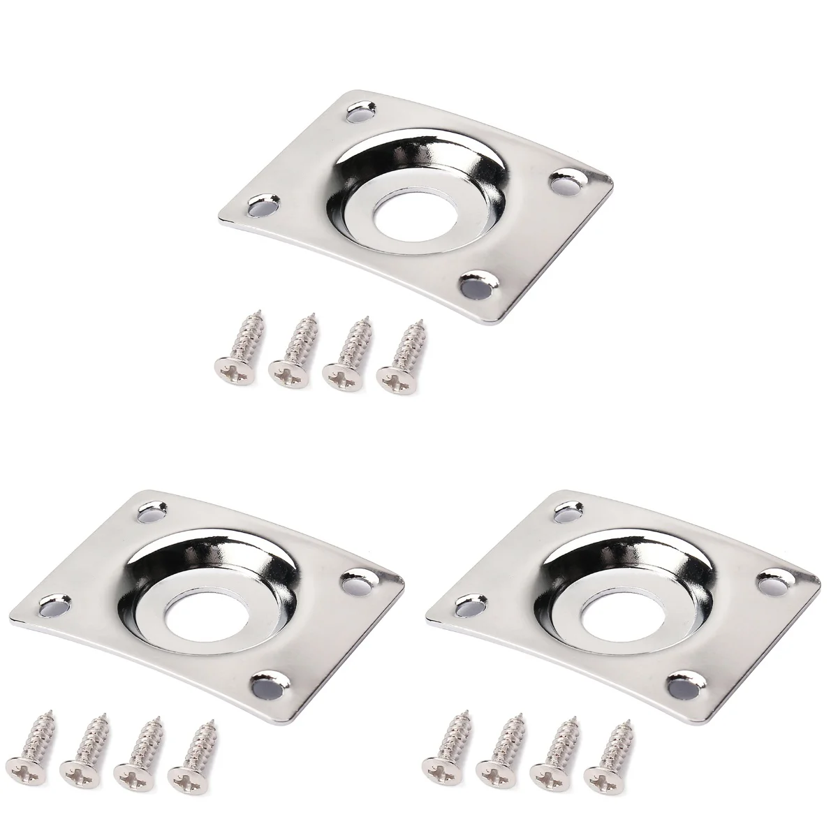 

3pcs Square Curved Guitar Jack Plate Indented 1/4 Inch Guitar Pickup Output Input Jack Socket Plate Metal Jack Plate With