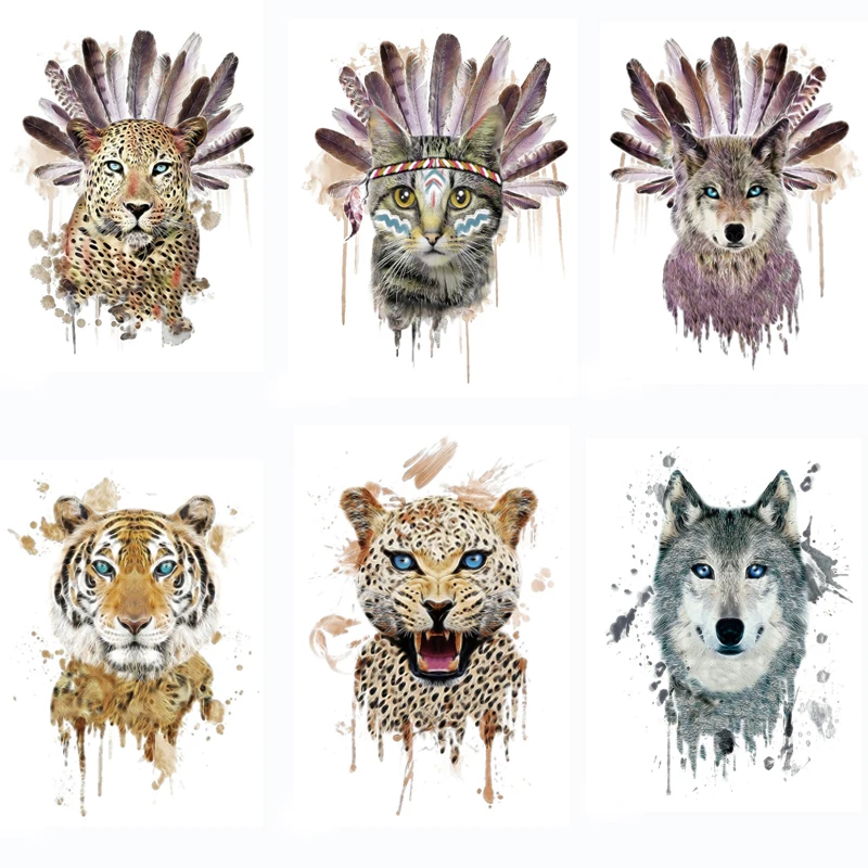 

Animal Fake Tattoo Sticker Wolf Tiger Fox Leopard Cool Tattoo Temporary Waterproof Body Art Tatoo Colored Draw for Women Men