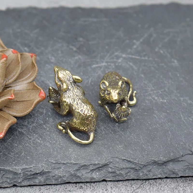 Латунные фигурки животных в виде мышей любви риса брелок для автомобиля подвески