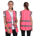 Женский светоотражающий жилет, розовый жилет без рукавов, рабочая одежда