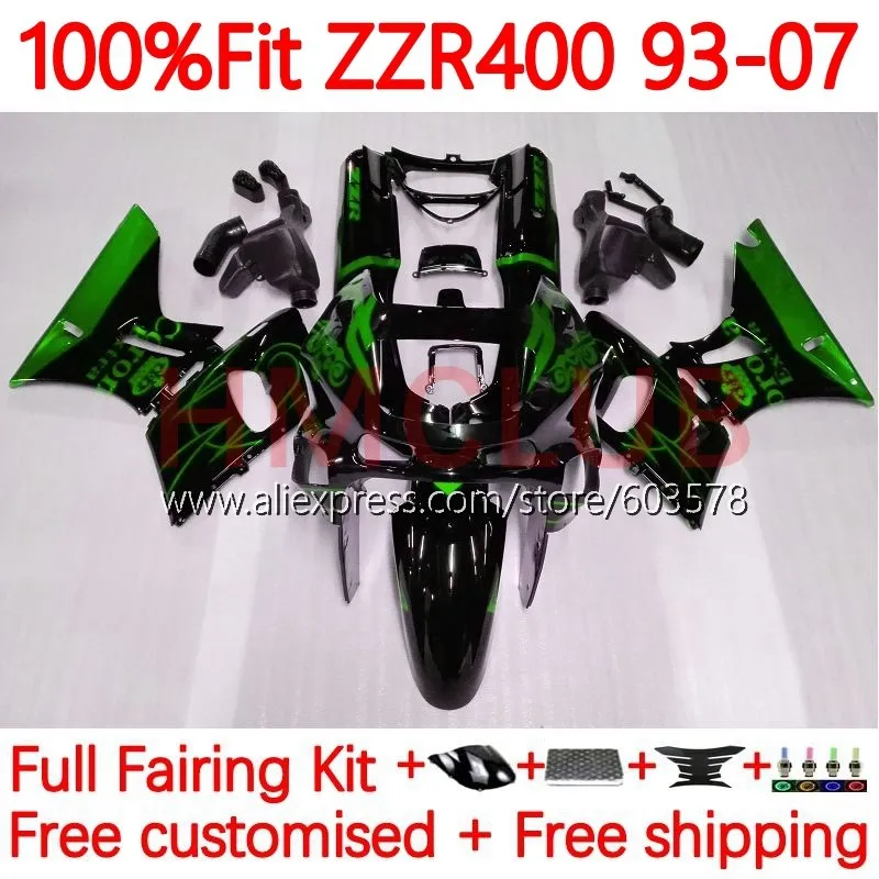 

Инъекция для KAWASAKI NINJA ZZR 400 ZZR400 1993 1995 1996 1997 1998 ZZR-400 00 01 02 05 06 07 обтекатель зеленый blk 83No. 1999