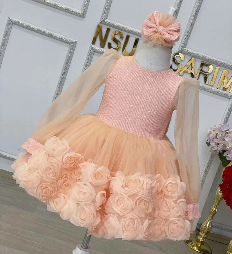 

Платье для маленьких девочек ручной работы, пышные платья для девочек, платье для причастия с бантом, платья для девочек до колена с цветами, детские платья