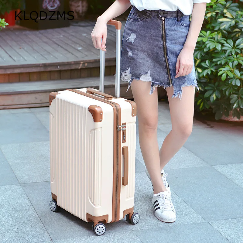 KLQDZMS High Quality Japanese Multi-color mute Universal Wheel Boarding Suitcase Female Hard Shell Waterproof Luggage Male