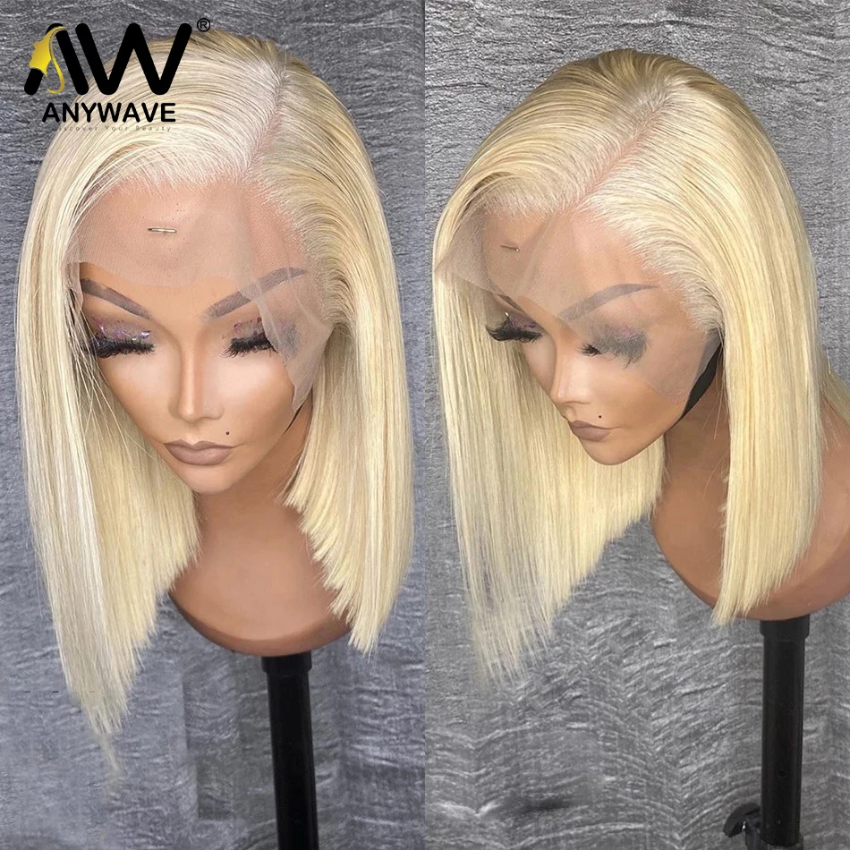 

613 Short Bob Lace Front Wig Honey Blonde Bone Straight 13x4 Human Hair Wigs For Black Women Colored Peruvian Remy 180 Density