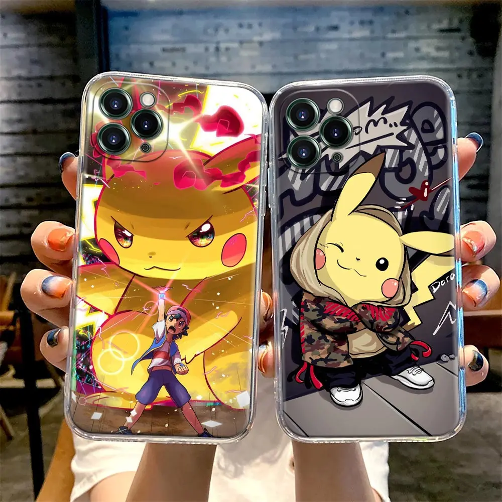 

Phone Case For Apple iPhone 11 12 13 Pro Max XR XS X 8 7 SE 2020 6 Plus Shockproof Clear Soft Cover Japan Anime Cool Pikachu