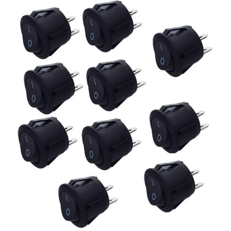 

10X Round Rocker Switch Snap-in ON/OFF 2 Pin SPST Camper Van Caravan Camper Motorhome Boat Motorhome Light Rocker Switches 12v