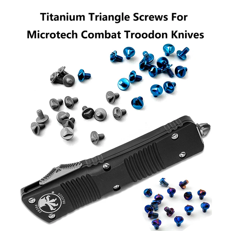 

6pcs Titanium Alloy OTF Disassembled Knife Handle Triangle Screws For Microtech Combat Troodon Knives DIY Make Parts Accessories
