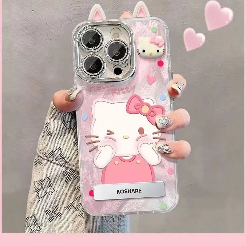 Милый IPhone Hello Kitty 16 15 14 13 12 11 популярный браслет с рисунком аниме кронштейн Kawaii