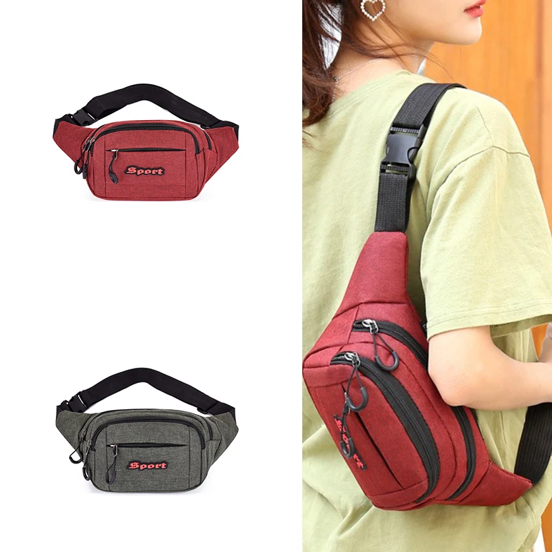 Custom Fashion Red Outdoor Chest Shoulder Belt Bag Sports Backpack Grid Fanny Pack Crossbody Bum Pouch Waist Bag For Women