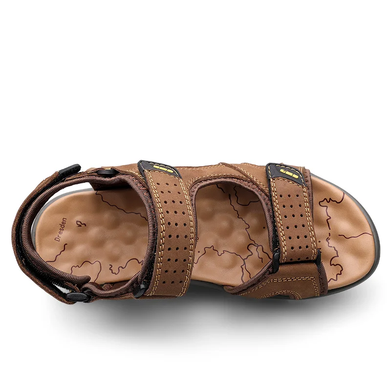 Летние мужские сандалии из натуральной кожи пляжные с регулируемой воздушной