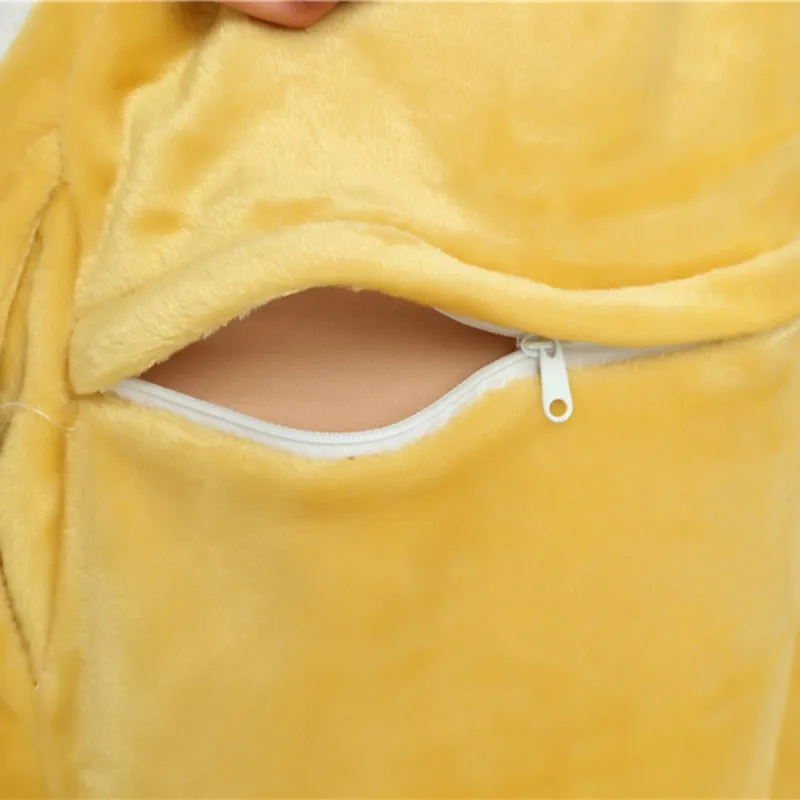 Unisex Cartoon Bear Body Suits Zippered Pajamas Polyester Plush Length To The Ankle Halloween Cosplay Warm Sleepwear For Wnter